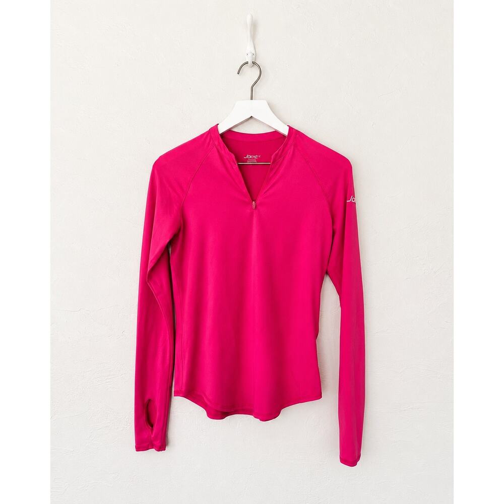 Jofit Womens XS Hot Pink Quarter Zip Mock Neck Golf Top Thumbholes